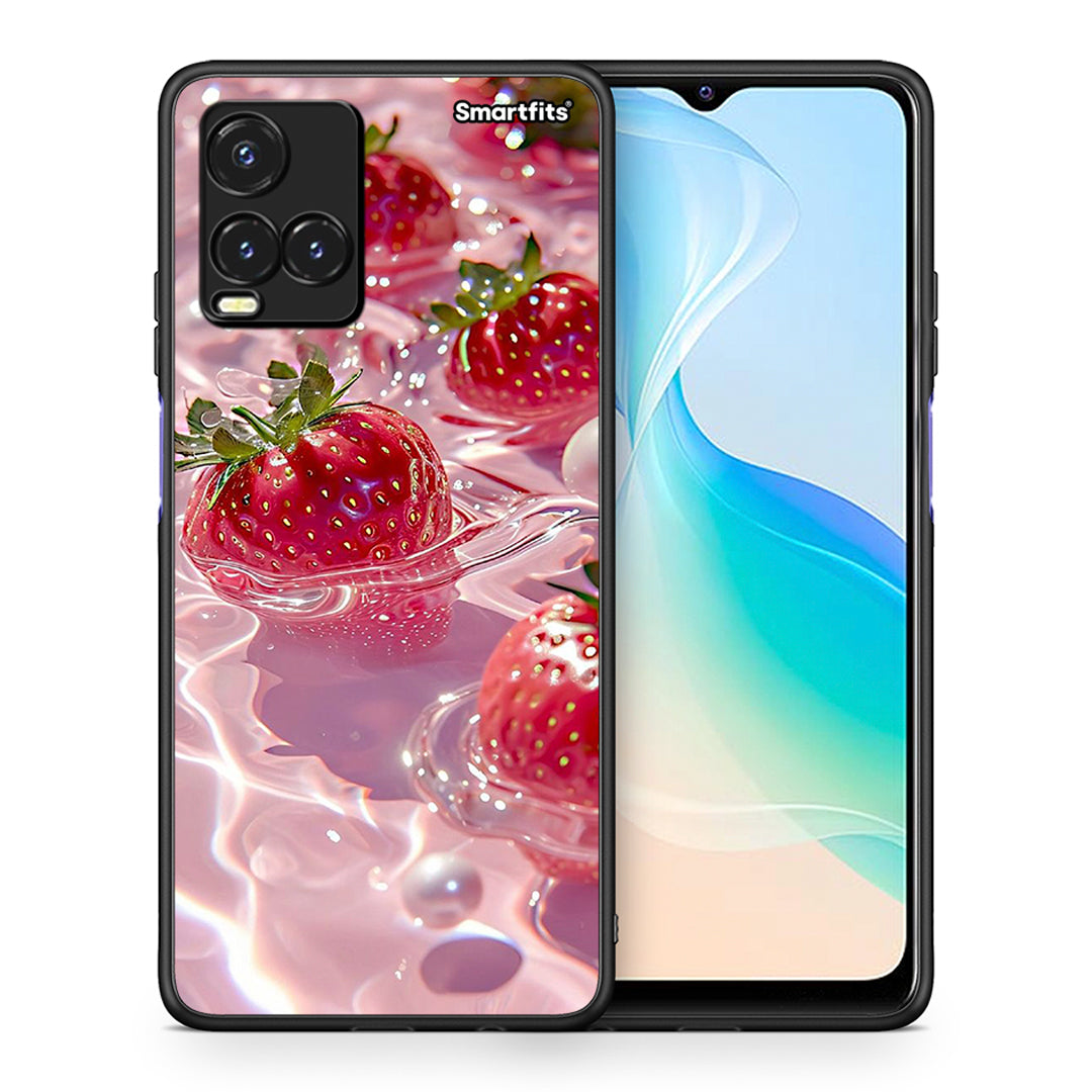 Θήκη Vivo Y33s / Y21s / Y21 Juicy Strawberries από τη Smartfits με σχέδιο στο πίσω μέρος και μαύρο περίβλημα | Vivo Y33s / Y21s / Y21 Juicy Strawberries case with colorful back and black bezels