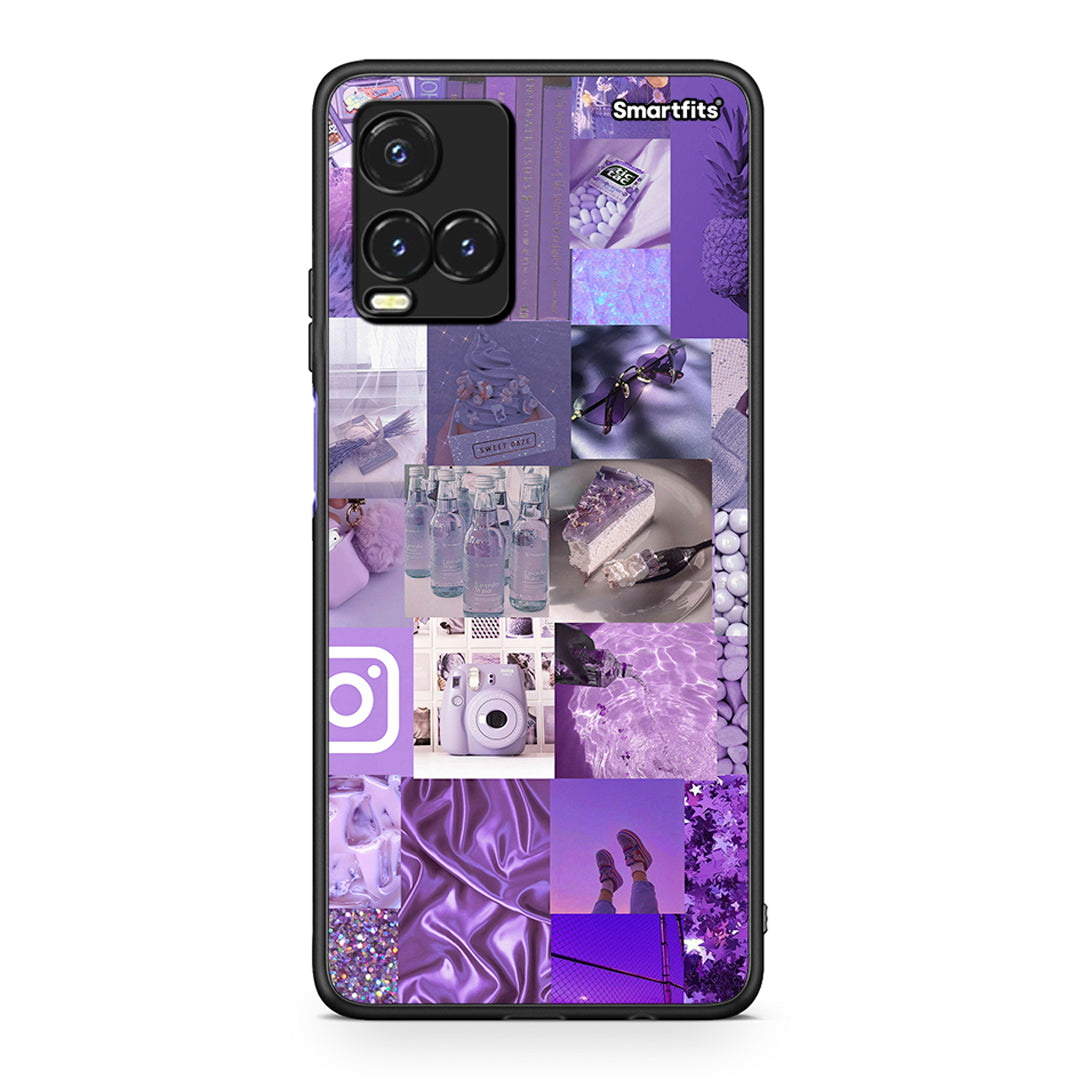 Vivo Y33s / Y21s / Y21 Purple Aesthetic Collage θήκη από τη Smartfits με σχέδιο στο πίσω μέρος και μαύρο περίβλημα | Smartphone case with colorful back and black bezels by Smartfits