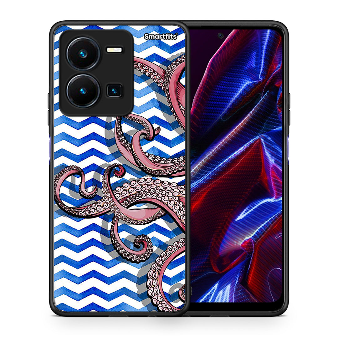 Θήκη Vivo Y35 5G Chevron Devilfish από τη Smartfits με σχέδιο στο πίσω μέρος και μαύρο περίβλημα | Vivo Y35 5G Chevron Devilfish case with colorful back and black bezels