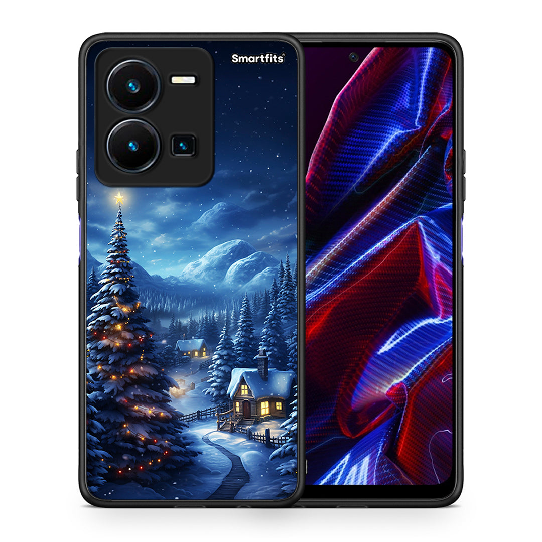 Θήκη Vivo Y35 5G Christmas Scenery από τη Smartfits με σχέδιο στο πίσω μέρος και μαύρο περίβλημα | Vivo Y35 5G Christmas Scenery case with colorful back and black bezels