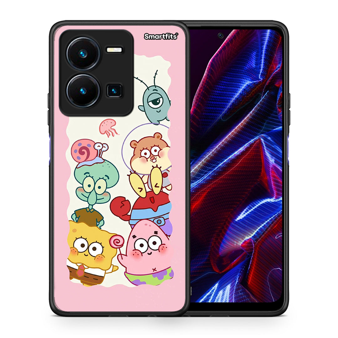 Θήκη Vivo Y35 5G Cute Companion από τη Smartfits με σχέδιο στο πίσω μέρος και μαύρο περίβλημα | Vivo Y35 5G Cute Companion case with colorful back and black bezels