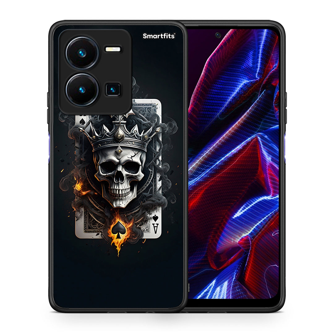 Θήκη Vivo Y35 5G Skull King Ace από τη Smartfits με σχέδιο στο πίσω μέρος και μαύρο περίβλημα | Vivo Y35 5G Skull King Ace case with colorful back and black bezels