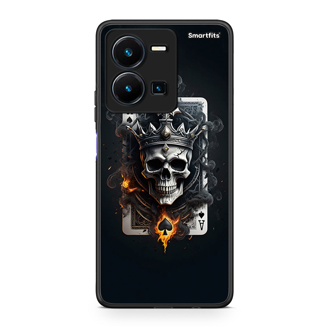 Vivo Y35 5G Skull King Ace θήκη από τη Smartfits με σχέδιο στο πίσω μέρος και μαύρο περίβλημα | Smartphone case with colorful back and black bezels by Smartfits