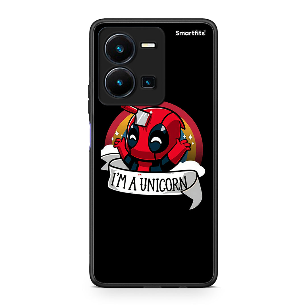 Vivo Y35 5G Unicorn Deadpool θήκη από τη Smartfits με σχέδιο στο πίσω μέρος και μαύρο περίβλημα | Smartphone case with colorful back and black bezels by Smartfits