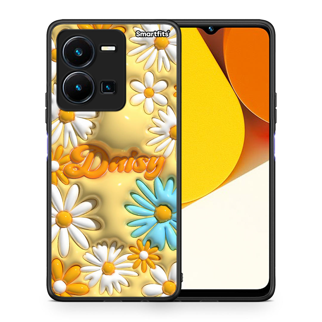 Θήκη Vivo Y35 Bubble Daisies από τη Smartfits με σχέδιο στο πίσω μέρος και μαύρο περίβλημα | Vivo Y35 Bubble Daisies Case with Colorful Back and Black Bezels