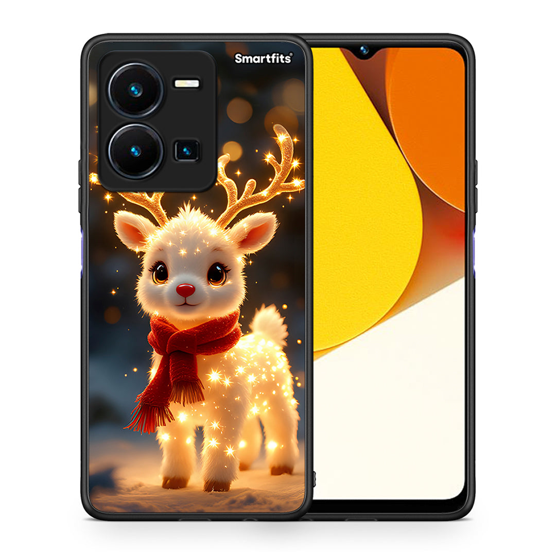 Θήκη Vivo Y35 Christmas Cutie από τη Smartfits με σχέδιο στο πίσω μέρος και μαύρο περίβλημα | Vivo Y35 Christmas Cutie Case with Colorful Back and Black Bezels