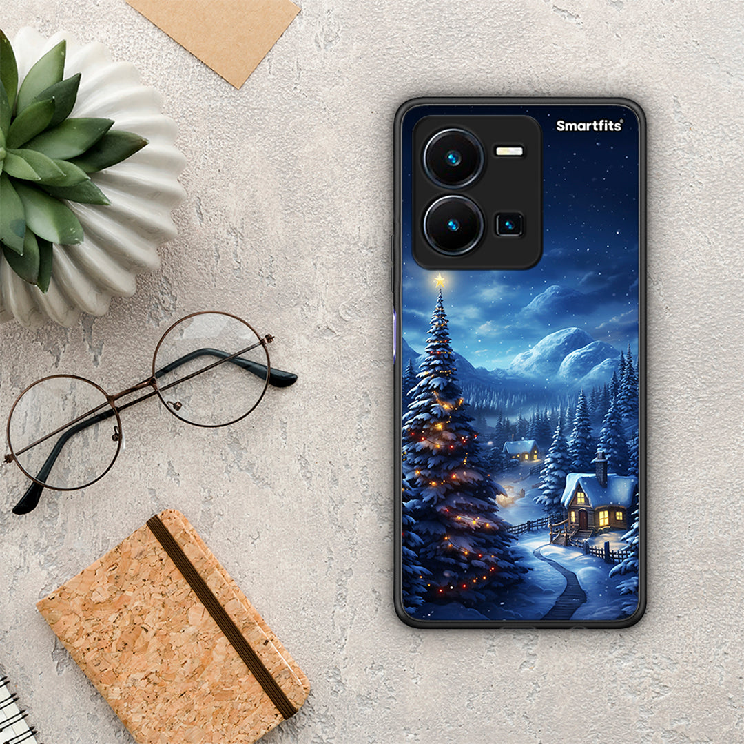 Θήκη Vivo Y35 Christmas Scenery από τη Smartfits με σχέδιο στο πίσω μέρος και μαύρο περίβλημα | Vivo Y35 Christmas Scenery Case with Colorful Back and Black Bezels