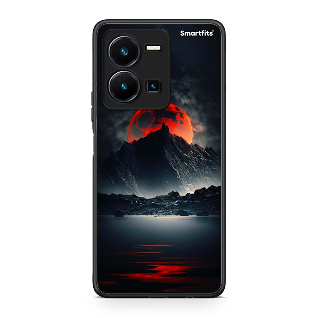 Θήκη Vivo Y35 Red Full Moon από τη Smartfits με σχέδιο στο πίσω μέρος και μαύρο περίβλημα | Vivo Y35 Red Full Moon Case with Colorful Back and Black Bezels