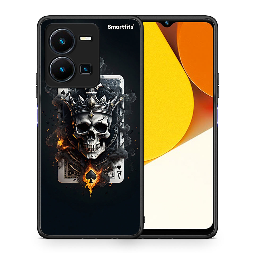 Θήκη Vivo Y35 Skull King Ace από τη Smartfits με σχέδιο στο πίσω μέρος και μαύρο περίβλημα | Vivo Y35 Skull King Ace Case with Colorful Back and Black Bezels