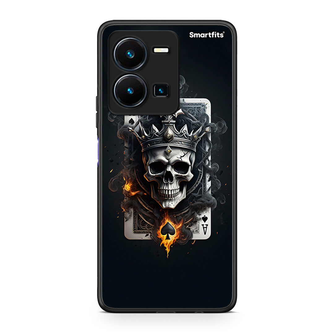 Θήκη Vivo Y35 Skull King Ace από τη Smartfits με σχέδιο στο πίσω μέρος και μαύρο περίβλημα | Vivo Y35 Skull King Ace Case with Colorful Back and Black Bezels