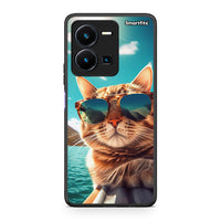 Thumbnail for Θήκη Vivo Y35 Summer Cat από τη Smartfits με σχέδιο στο πίσω μέρος και μαύρο περίβλημα | Vivo Y35 Summer Cat Case with Colorful Back and Black Bezels