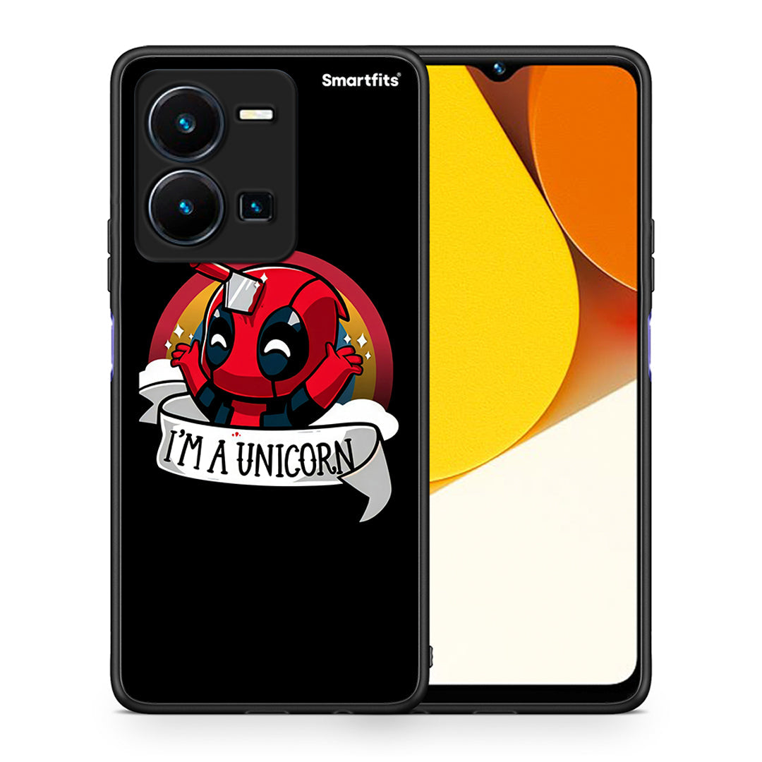 Θήκη Vivo Y35 Unicorn Deadpool από τη Smartfits με σχέδιο στο πίσω μέρος και μαύρο περίβλημα | Vivo Y35 Unicorn Deadpool Case with Colorful Back and Black Bezels