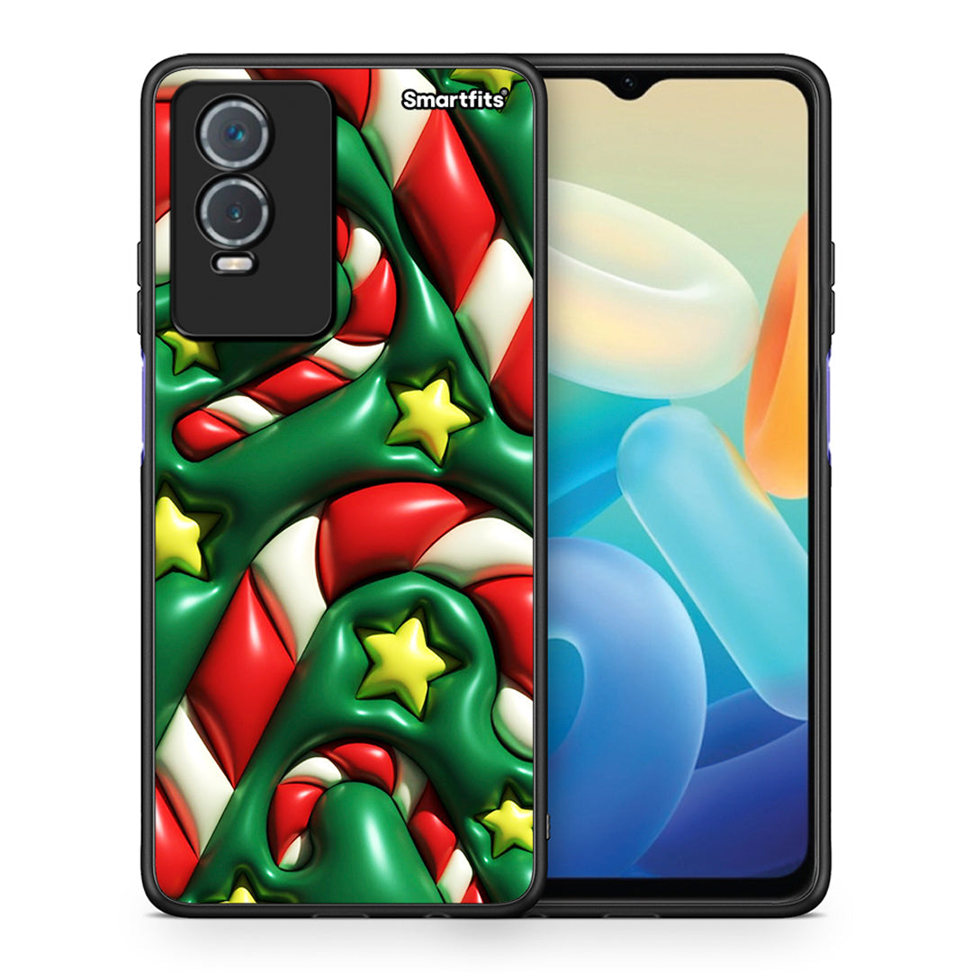 Θήκη Vivo Y76 5G / Y76s / Y74s Christmas Bubbles από τη Smartfits με σχέδιο στο πίσω μέρος και μαύρο περίβλημα | Vivo Y76 5G / Y76s / Y74s Christmas Bubbles case with colorful back and black bezels