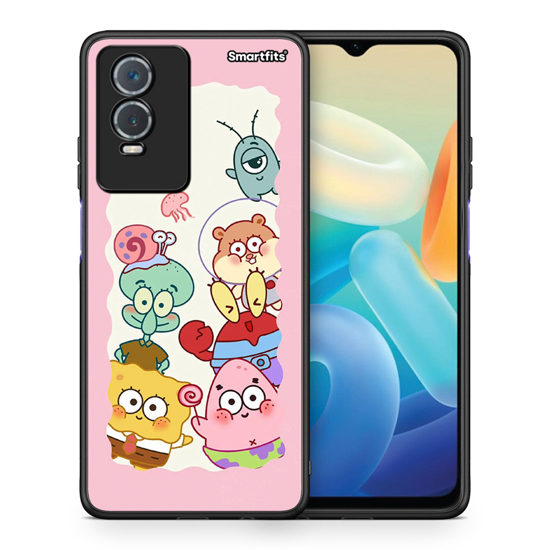 Θήκη Vivo Y76 5G / Y76s / Y74s Cute Companion από τη Smartfits με σχέδιο στο πίσω μέρος και μαύρο περίβλημα | Vivo Y76 5G / Y76s / Y74s Cute Companion case with colorful back and black bezels