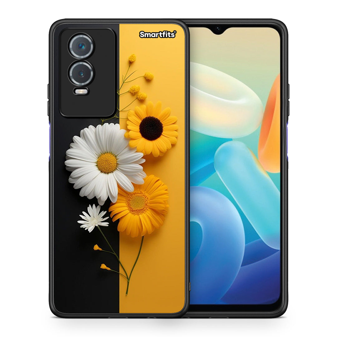 Θήκη Vivo Y76 5G / Y76s / Y74s Yellow Daisies από τη Smartfits με σχέδιο στο πίσω μέρος και μαύρο περίβλημα | Vivo Y76 5G / Y76s / Y74s Yellow Daisies case with colorful back and black bezels