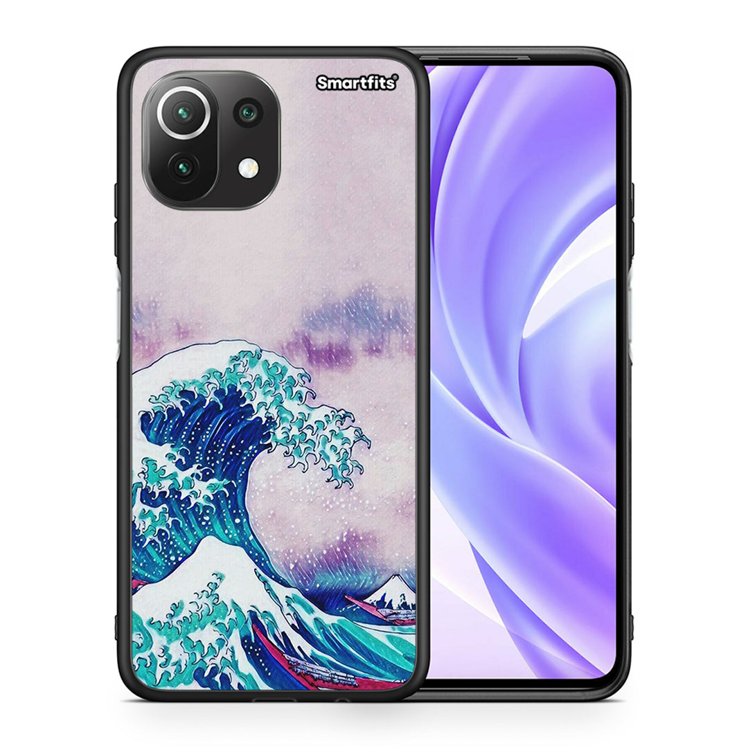 Θήκη Xiaomi 11 Lite/Mi 11 Lite Blue Waves από τη Smartfits με σχέδιο στο πίσω μέρος και μαύρο περίβλημα | Xiaomi 11 Lite/Mi 11 Lite Blue Waves case with colorful back and black bezels