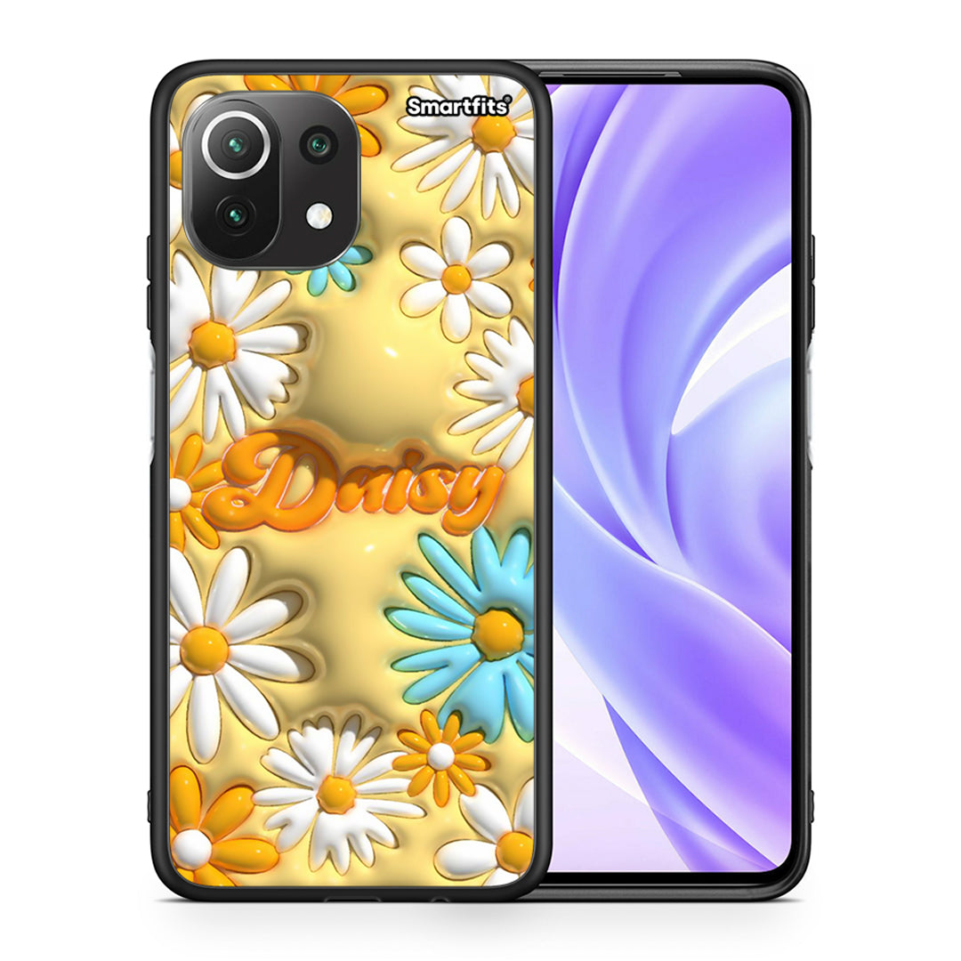 Θήκη Xiaomi 11 Lite/Mi 11 Lite Bubble Daisies από τη Smartfits με σχέδιο στο πίσω μέρος και μαύρο περίβλημα | Xiaomi 11 Lite/Mi 11 Lite Bubble Daisies case with colorful back and black bezels