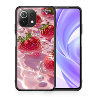 Thumbnail for Θήκη Xiaomi 11 Lite/Mi 11 Lite Juicy Strawberries από τη Smartfits με σχέδιο στο πίσω μέρος και μαύρο περίβλημα | Xiaomi 11 Lite/Mi 11 Lite Juicy Strawberries case with colorful back and black bezels