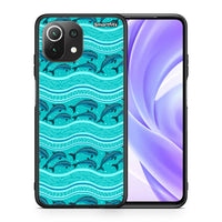 Thumbnail for Θήκη Xiaomi 11 Lite/Mi 11 Lite Swimming Dolphins από τη Smartfits με σχέδιο στο πίσω μέρος και μαύρο περίβλημα | Xiaomi 11 Lite/Mi 11 Lite Swimming Dolphins case with colorful back and black bezels