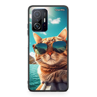 Thumbnail for Xiaomi 11T/11T Pro Summer Cat θήκη από τη Smartfits με σχέδιο στο πίσω μέρος και μαύρο περίβλημα | Smartphone case with colorful back and black bezels by Smartfits