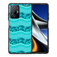 Thumbnail for Θήκη Xiaomi 11T/11T Pro Swimming Dolphins από τη Smartfits με σχέδιο στο πίσω μέρος και μαύρο περίβλημα | Xiaomi 11T/11T Pro Swimming Dolphins case with colorful back and black bezels