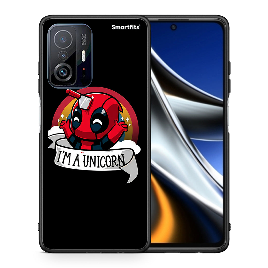 Θήκη Xiaomi 11T/11T Pro Unicorn Deadpool από τη Smartfits με σχέδιο στο πίσω μέρος και μαύρο περίβλημα | Xiaomi 11T/11T Pro Unicorn Deadpool case with colorful back and black bezels