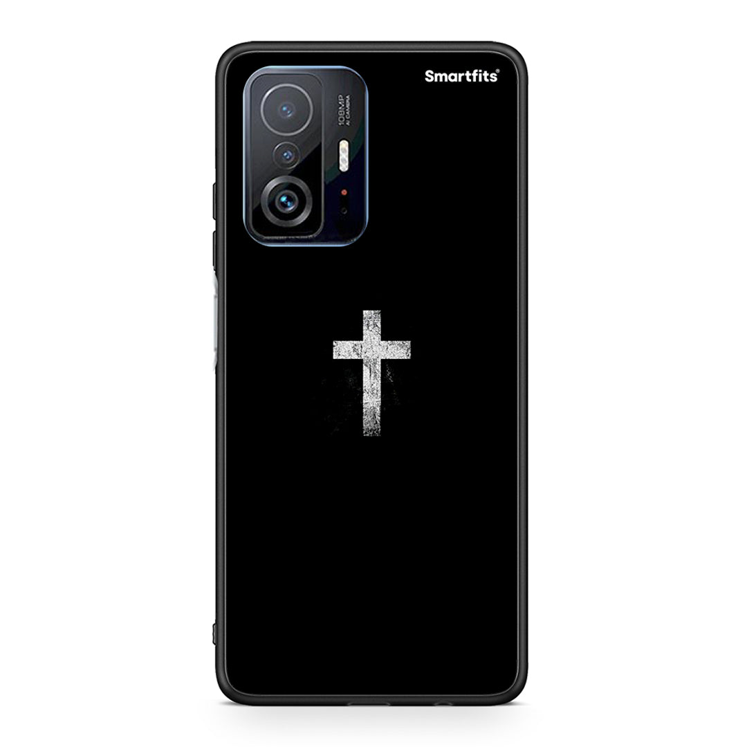 Xiaomi 11T/11T Pro White Cross θήκη από τη Smartfits με σχέδιο στο πίσω μέρος και μαύρο περίβλημα | Smartphone case with colorful back and black bezels by Smartfits