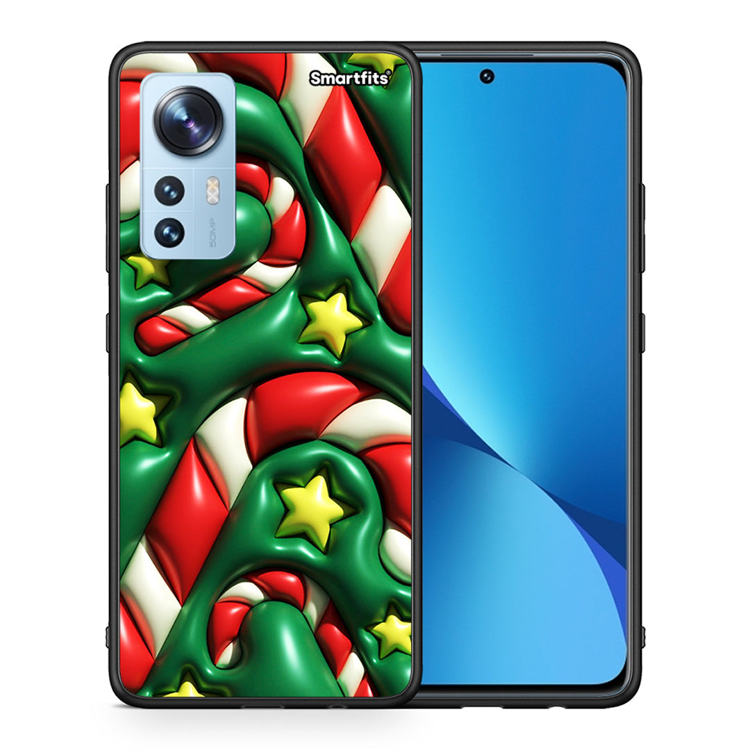 Θήκη Xiaomi 12/12X 5G Christmas Bubbles από τη Smartfits με σχέδιο στο πίσω μέρος και μαύρο περίβλημα | Xiaomi 12/12X 5G Christmas Bubbles case with colorful back and black bezels