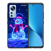 Thumbnail for Θήκη Xiaomi 12/12X 5G Christmas Neon Snowman από τη Smartfits με σχέδιο στο πίσω μέρος και μαύρο περίβλημα | Xiaomi 12/12X 5G Christmas Neon Snowman case with colorful back and black bezels