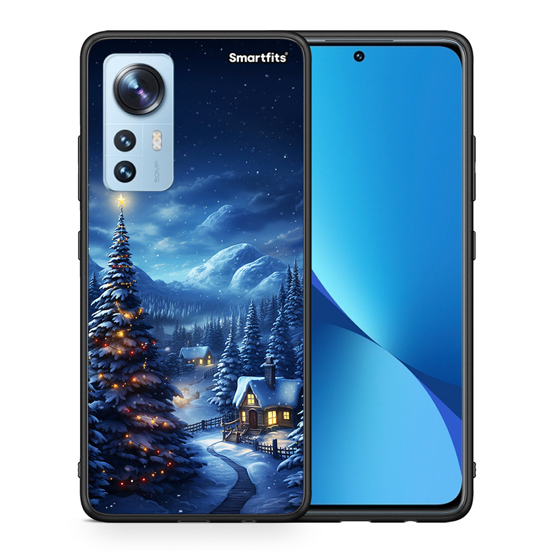 Θήκη Xiaomi 12/12X 5G Christmas Scenery από τη Smartfits με σχέδιο στο πίσω μέρος και μαύρο περίβλημα | Xiaomi 12/12X 5G Christmas Scenery case with colorful back and black bezels