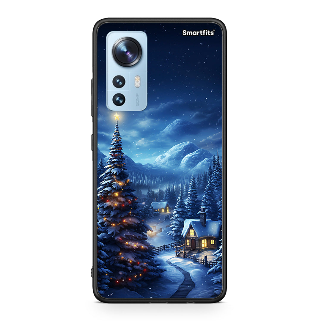 Xiaomi 12/12X 5G Christmas Scenery θήκη από τη Smartfits με σχέδιο στο πίσω μέρος και μαύρο περίβλημα | Smartphone case with colorful back and black bezels by Smartfits