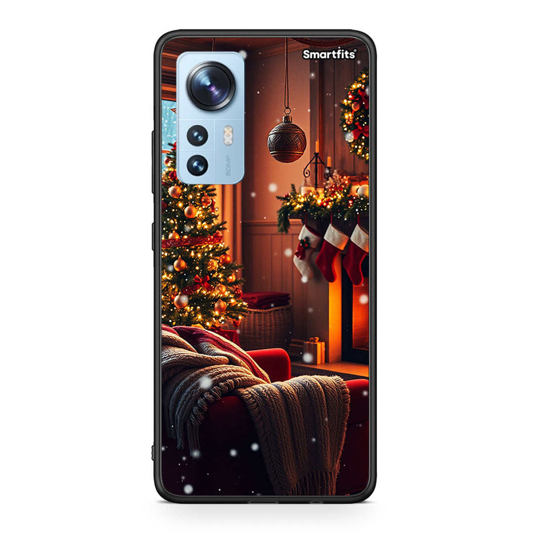 Xiaomi 12/12X 5G Home For Christmas θήκη από τη Smartfits με σχέδιο στο πίσω μέρος και μαύρο περίβλημα | Smartphone case with colorful back and black bezels by Smartfits