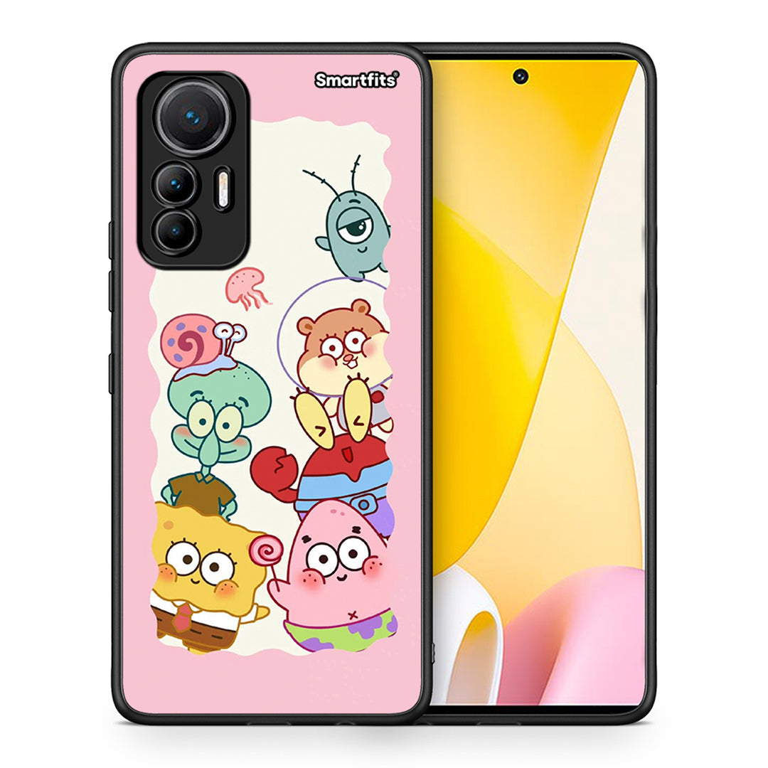 Θήκη Xiaomi 12 Lite 5G Cute Companion από τη Smartfits με σχέδιο στο πίσω μέρος και μαύρο περίβλημα | Xiaomi 12 Lite 5G Cute Companion case with colorful back and black bezels