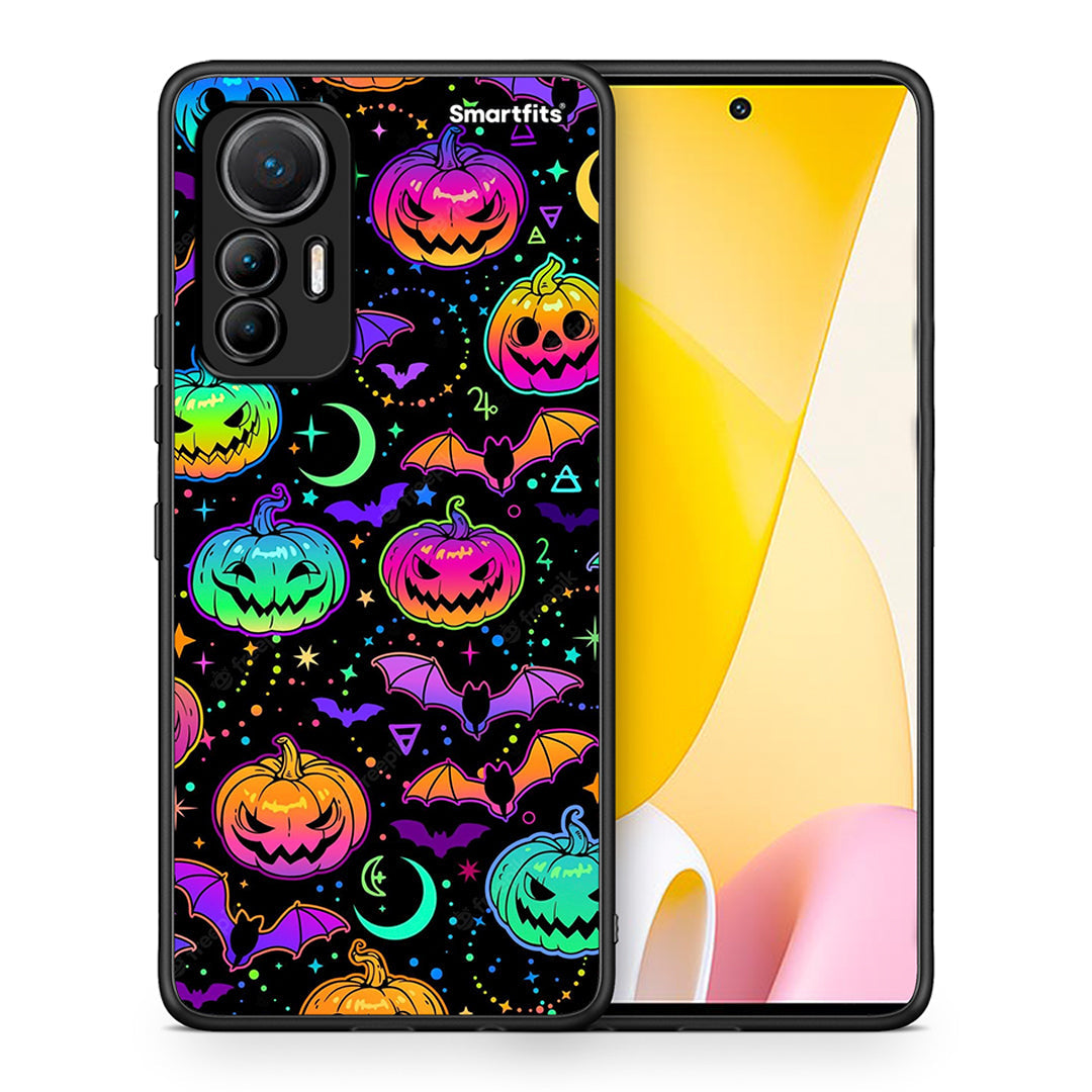 Θήκη Xiaomi 12 Lite 5G Neon Halloween από τη Smartfits με σχέδιο στο πίσω μέρος και μαύρο περίβλημα | Xiaomi 12 Lite 5G Neon Halloween case with colorful back and black bezels