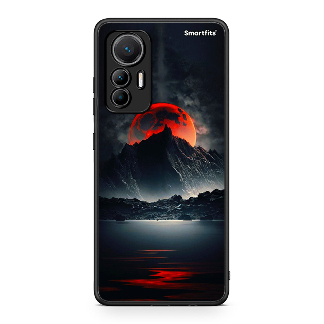 Xiaomi 12 Lite 5G Red Full Moon θήκη από τη Smartfits με σχέδιο στο πίσω μέρος και μαύρο περίβλημα | Smartphone case with colorful back and black bezels by Smartfits