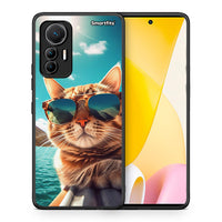 Thumbnail for Θήκη Xiaomi 12 Lite 5G Summer Cat από τη Smartfits με σχέδιο στο πίσω μέρος και μαύρο περίβλημα | Xiaomi 12 Lite 5G Summer Cat case with colorful back and black bezels