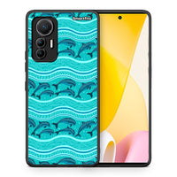 Thumbnail for Θήκη Xiaomi 12 Lite 5G Swimming Dolphins από τη Smartfits με σχέδιο στο πίσω μέρος και μαύρο περίβλημα | Xiaomi 12 Lite 5G Swimming Dolphins case with colorful back and black bezels