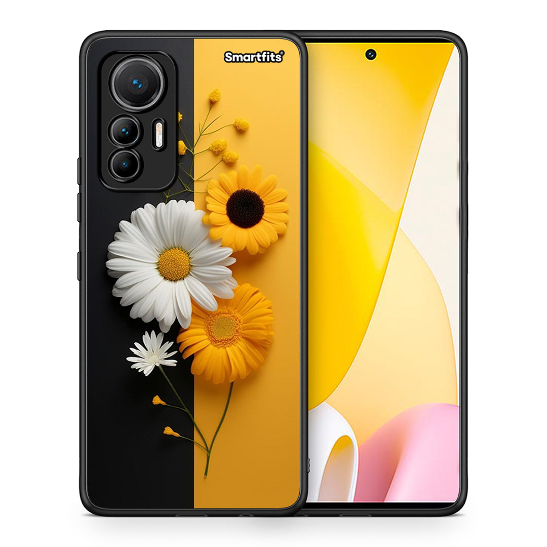 Θήκη Xiaomi 12 Lite 5G Yellow Daisies από τη Smartfits με σχέδιο στο πίσω μέρος και μαύρο περίβλημα | Xiaomi 12 Lite 5G Yellow Daisies case with colorful back and black bezels