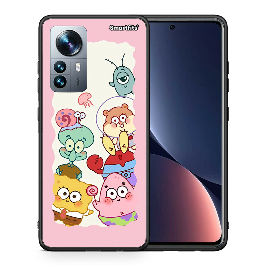 Θήκη Xiaomi 12 Pro Cute Companion από τη Smartfits με σχέδιο στο πίσω μέρος και μαύρο περίβλημα | Xiaomi 12 Pro Cute Companion case with colorful back and black bezels