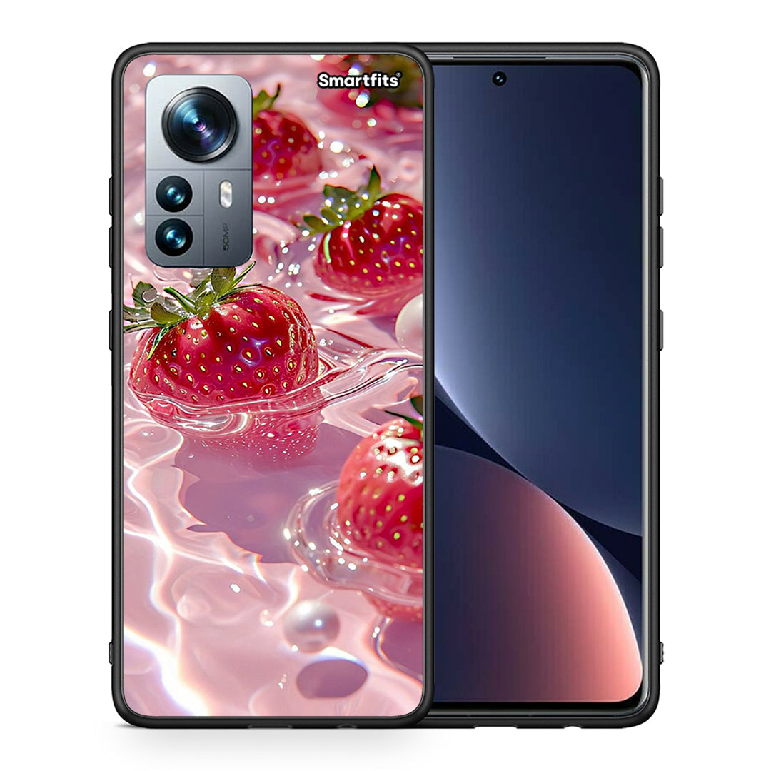 Θήκη Xiaomi 12 Pro Juicy Strawberries από τη Smartfits με σχέδιο στο πίσω μέρος και μαύρο περίβλημα | Xiaomi 12 Pro Juicy Strawberries case with colorful back and black bezels