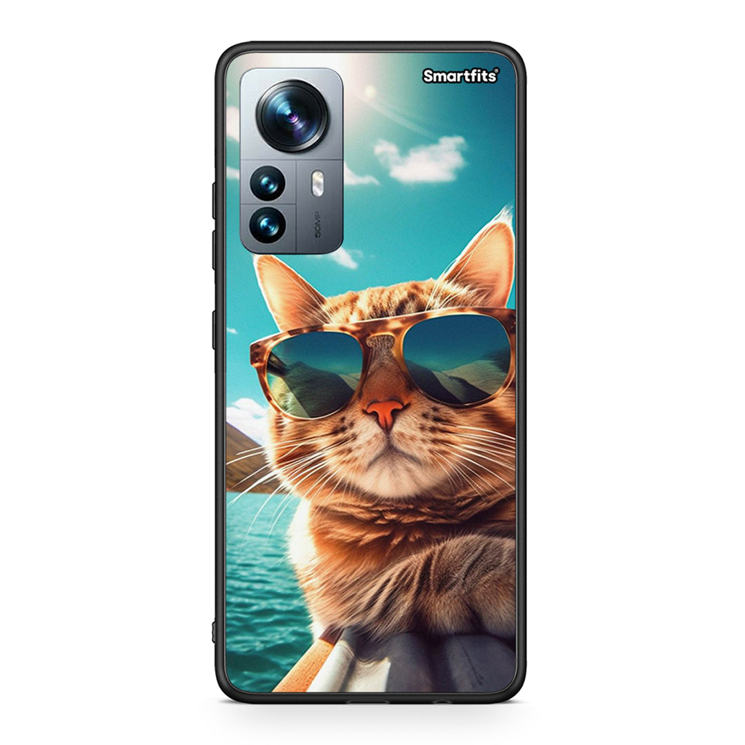 Xiaomi 12 Pro Summer Cat θήκη από τη Smartfits με σχέδιο στο πίσω μέρος και μαύρο περίβλημα | Smartphone case with colorful back and black bezels by Smartfits