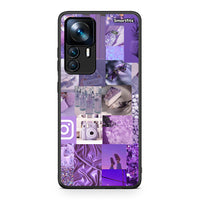 Thumbnail for Xiaomi 12T / K50 Ultra Purple Aesthetic Collage θήκη από τη Smartfits με σχέδιο στο πίσω μέρος και μαύρο περίβλημα | Smartphone case with colorful back and black bezels by Smartfits