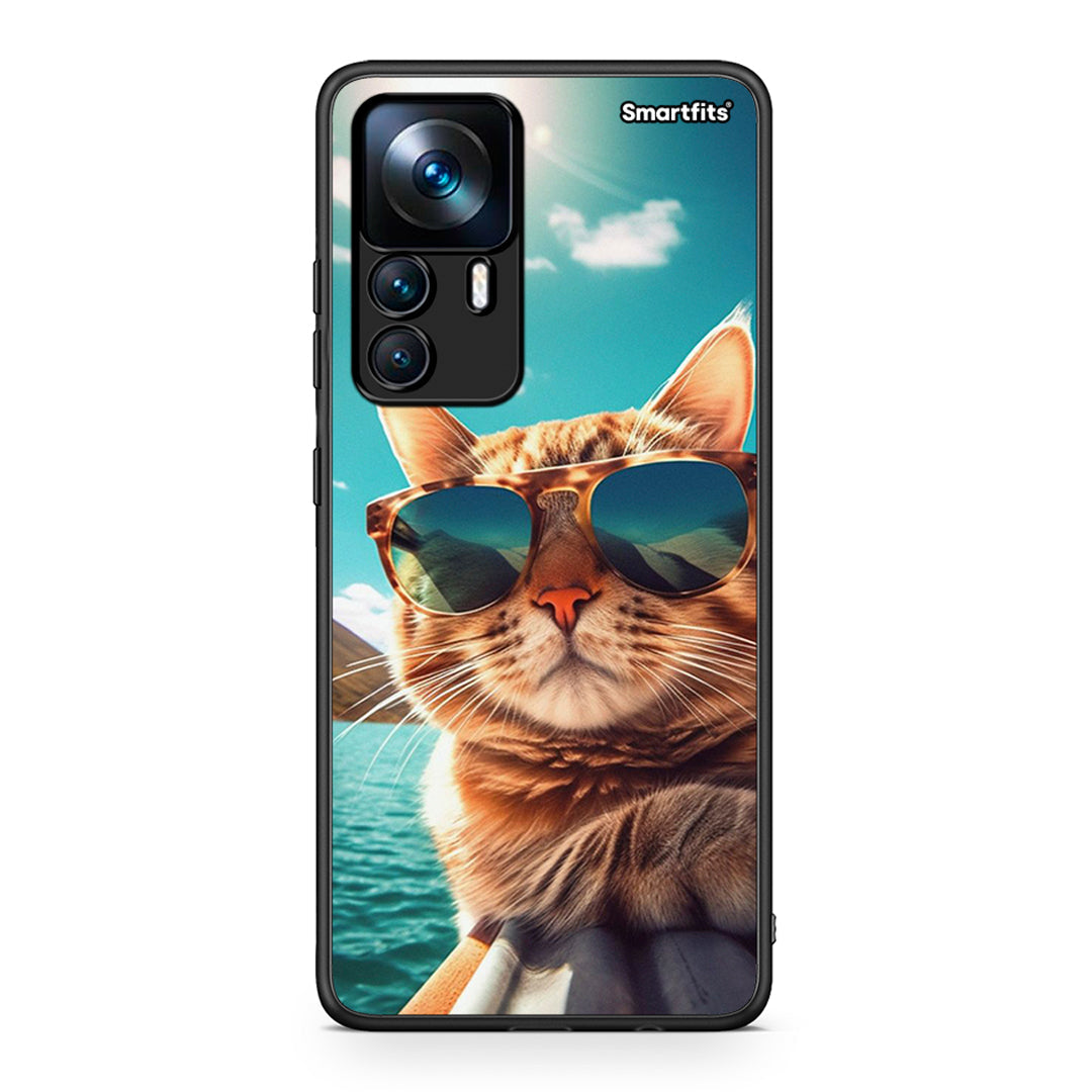 Xiaomi 12T / 12T Pro / K50 Ultra Summer Cat θήκη από τη Smartfits με σχέδιο στο πίσω μέρος και μαύρο περίβλημα | Smartphone case with colorful back and black bezels by Smartfits