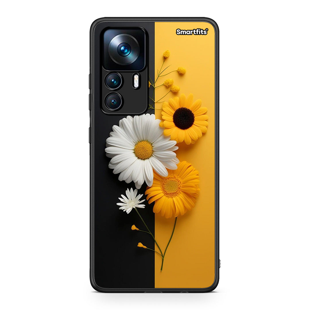 Xiaomi 12T / 12T Pro / K50 Ultra Yellow Daisies θήκη από τη Smartfits με σχέδιο στο πίσω μέρος και μαύρο περίβλημα | Smartphone case with colorful back and black bezels by Smartfits