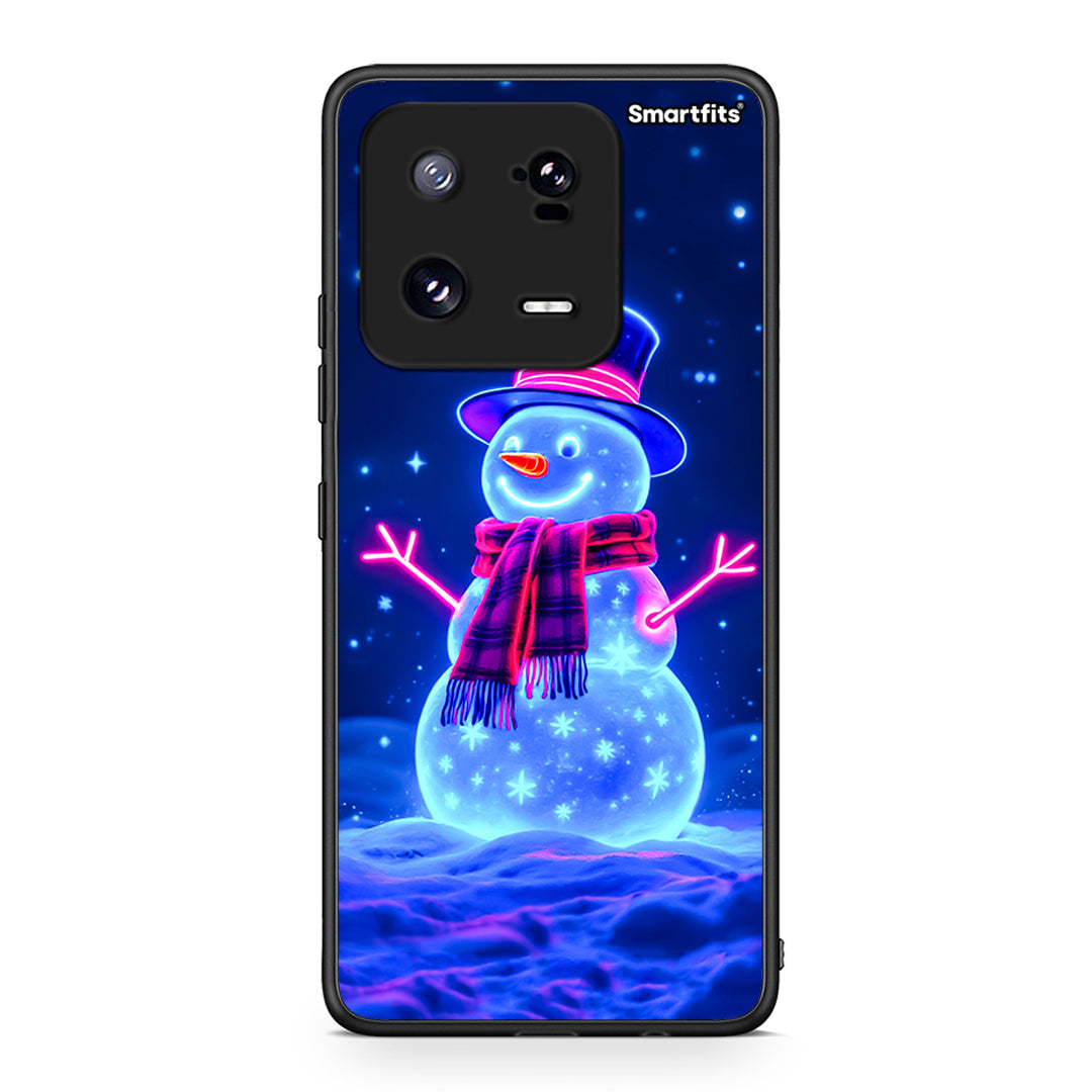 Θήκη Xiaomi 13 Pro Christmas Neon Snowman από τη Smartfits με σχέδιο στο πίσω μέρος και μαύρο περίβλημα | Xiaomi 13 Pro Christmas Neon Snowman Case with Colorful Back and Black Bezels