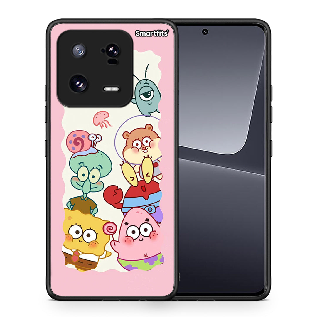 Θήκη Xiaomi 13 Cute Companion από τη Smartfits με σχέδιο στο πίσω μέρος και μαύρο περίβλημα | Xiaomi 13 Cute Companion Case with Colorful Back and Black Bezels