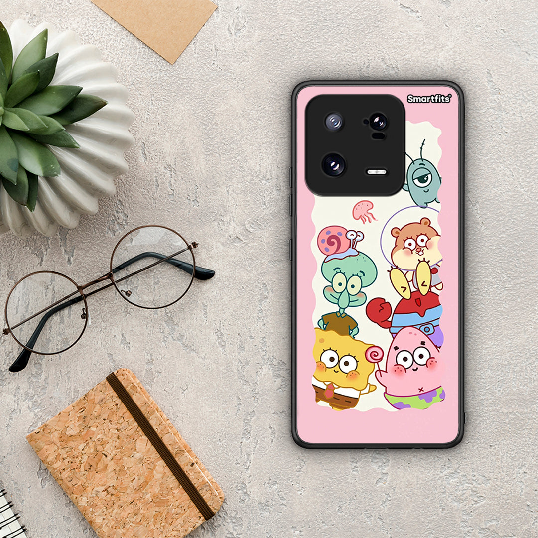 Θήκη Xiaomi 13 Cute Companion από τη Smartfits με σχέδιο στο πίσω μέρος και μαύρο περίβλημα | Xiaomi 13 Cute Companion Case with Colorful Back and Black Bezels