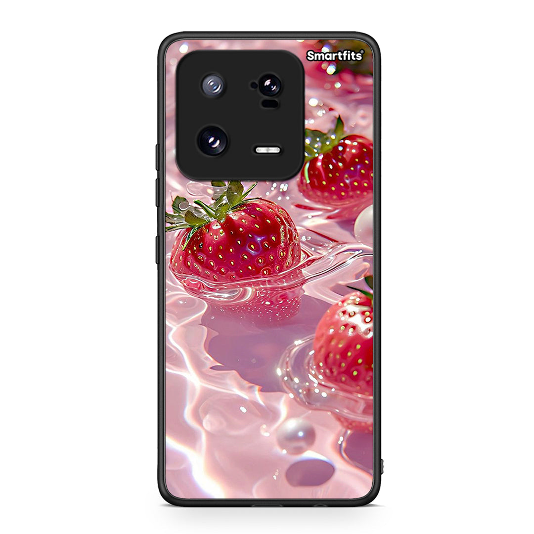 Θήκη Xiaomi 13 Juicy Strawberries από τη Smartfits με σχέδιο στο πίσω μέρος και μαύρο περίβλημα | Xiaomi 13 Juicy Strawberries Case with Colorful Back and Black Bezels