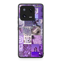 Thumbnail for Θήκη Xiaomi 13 Pro Purple Aesthetic Collage από τη Smartfits με σχέδιο στο πίσω μέρος και μαύρο περίβλημα | Xiaomi 13 Pro Purple Aesthetic Collage Case with Colorful Back and Black Bezels