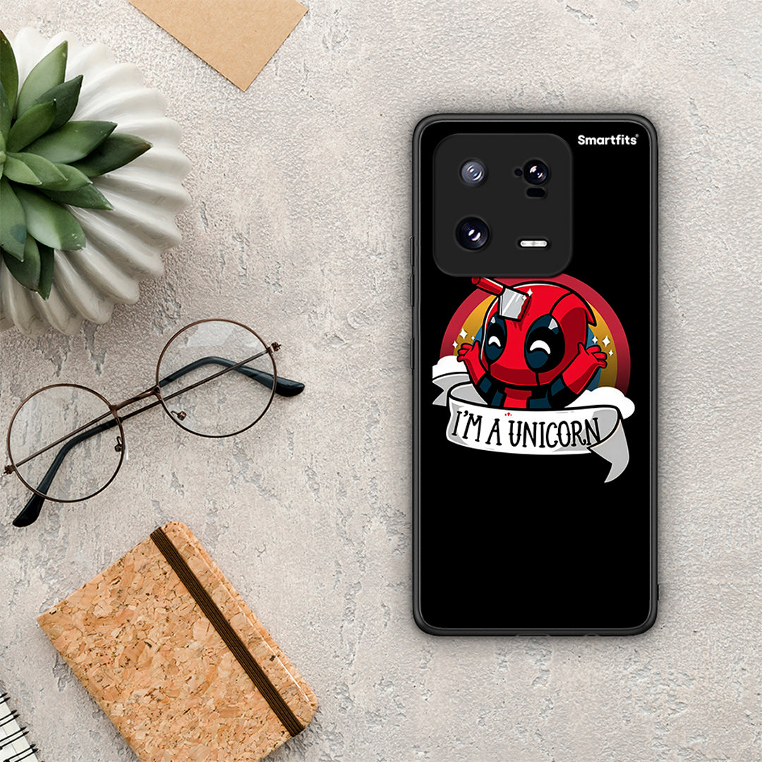 Θήκη Xiaomi 13 Pro Unicorn Deadpool από τη Smartfits με σχέδιο στο πίσω μέρος και μαύρο περίβλημα | Xiaomi 13 Pro Unicorn Deadpool Case with Colorful Back and Black Bezels